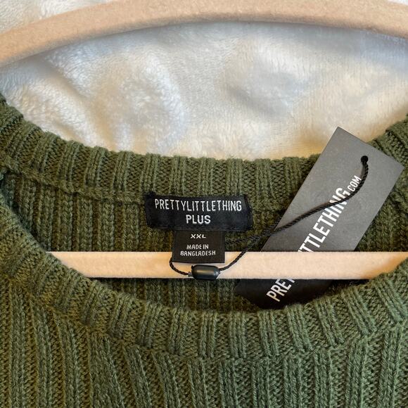 Pretty little thing olive green knit sweater new with tags plus size 2XL XXL - Picture 2 of 4